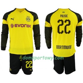 Koszulka Borussia Dortmund Pulisic 22 Dziecięcy Domowe Koszulki Piłkarskie 2018-2019 Długi Rękaw